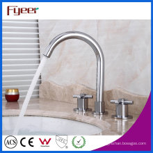 Fyeer Goose Neck 3 Hole Bathroom Widespread Basin Faucet